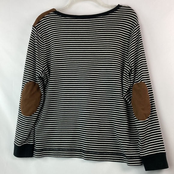 LAUREN black and white stripe with brown suede detail blouse 2XL - Picture 6 of 6